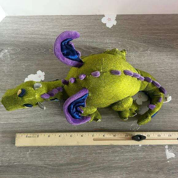 Vintage Manhattan Toys Green Dragon Stuffed Plush Bartholomew 14" long EUC - Picture 9 of 9